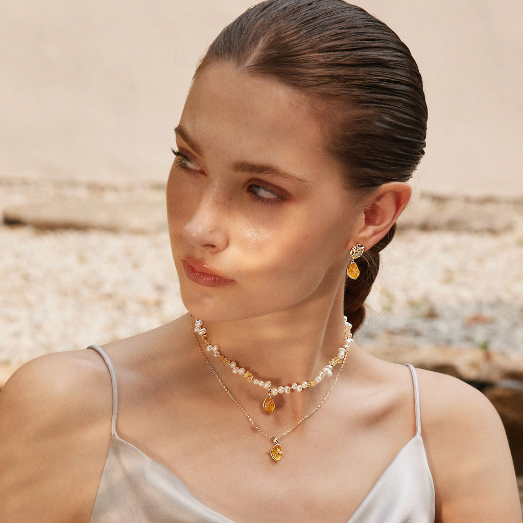 Raw Citrine Earrings