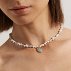 Raw Aquamarine Pearl Necklace