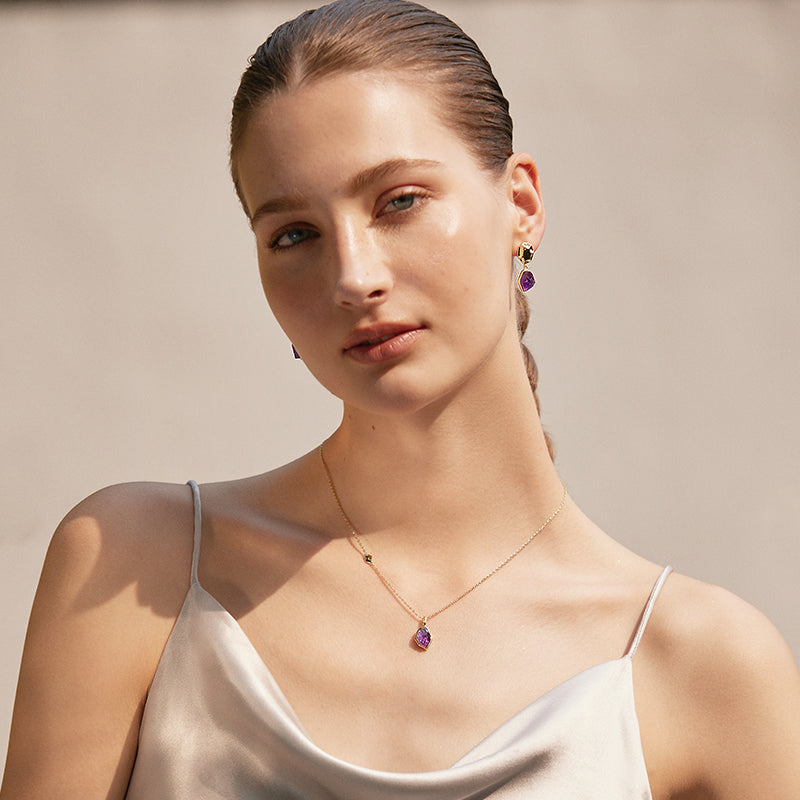 Raw Amethyst  Earrings