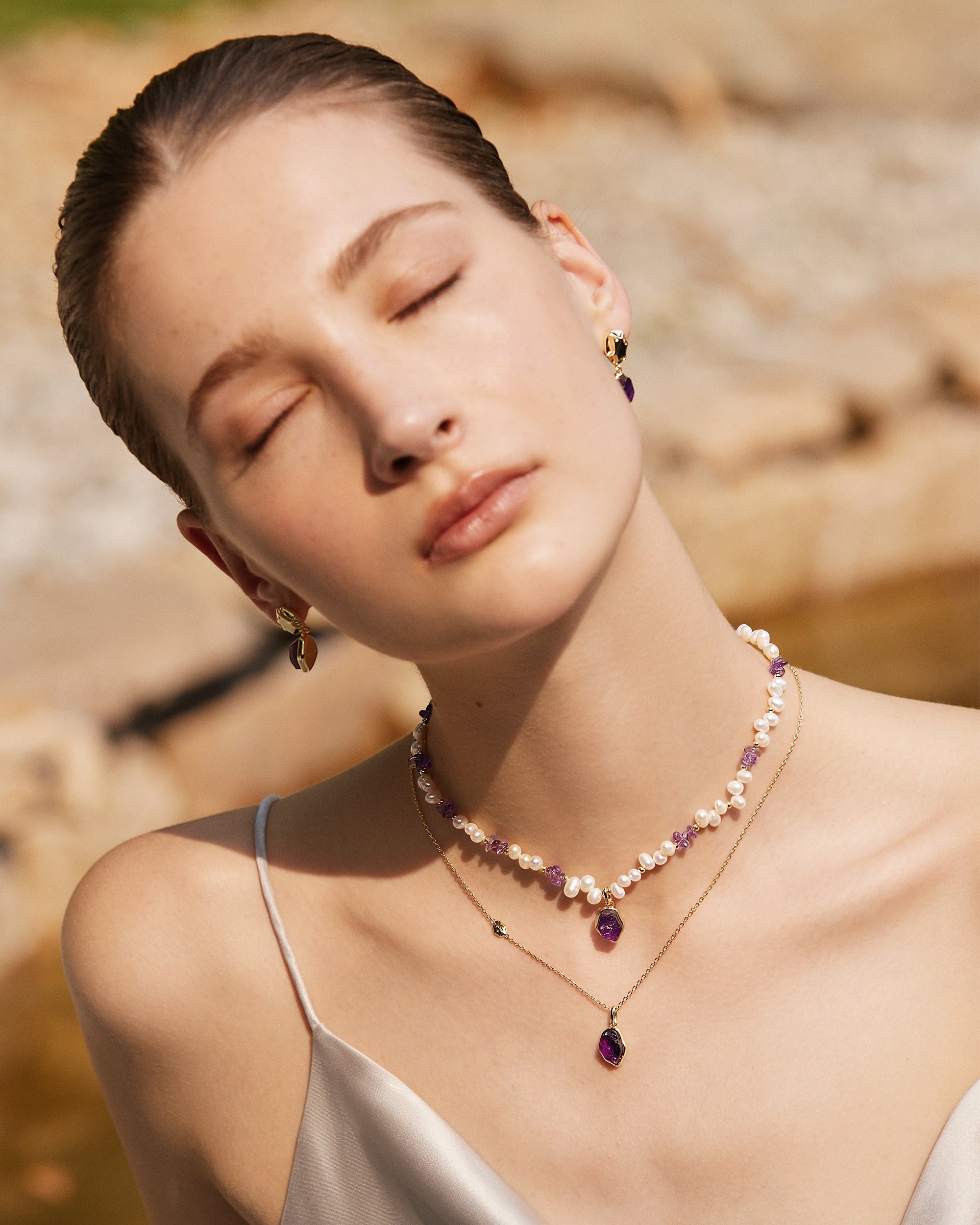 Raw Amethyst  Earrings