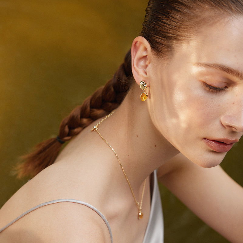 Raw Citrine Earrings