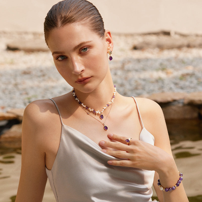 Raw Amethyst Open Ring
