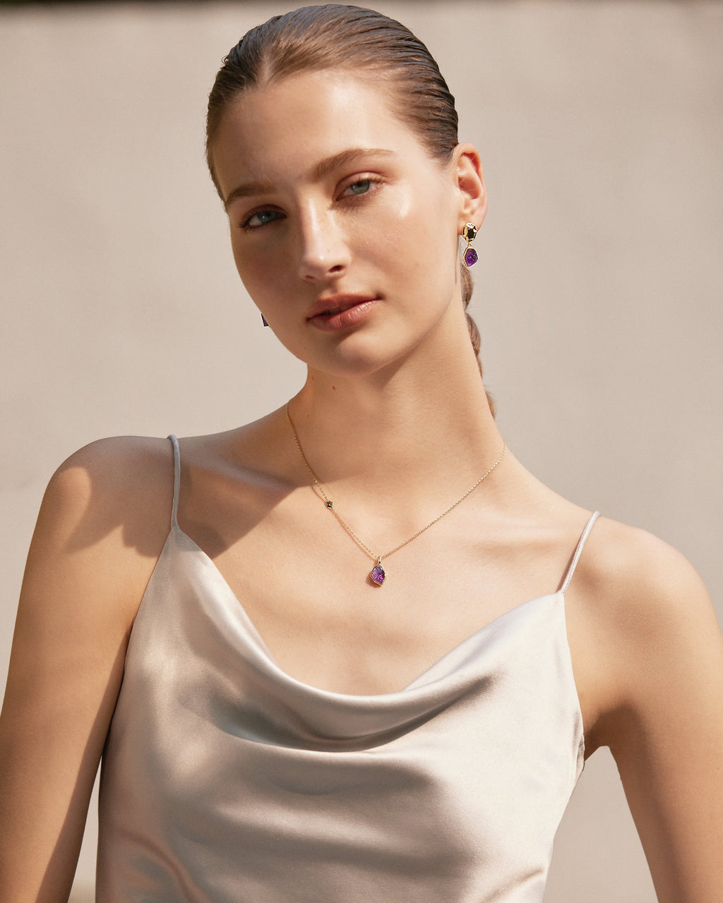 Raw Amethyst  Earrings