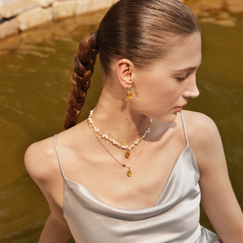 Raw Citrine Earrings