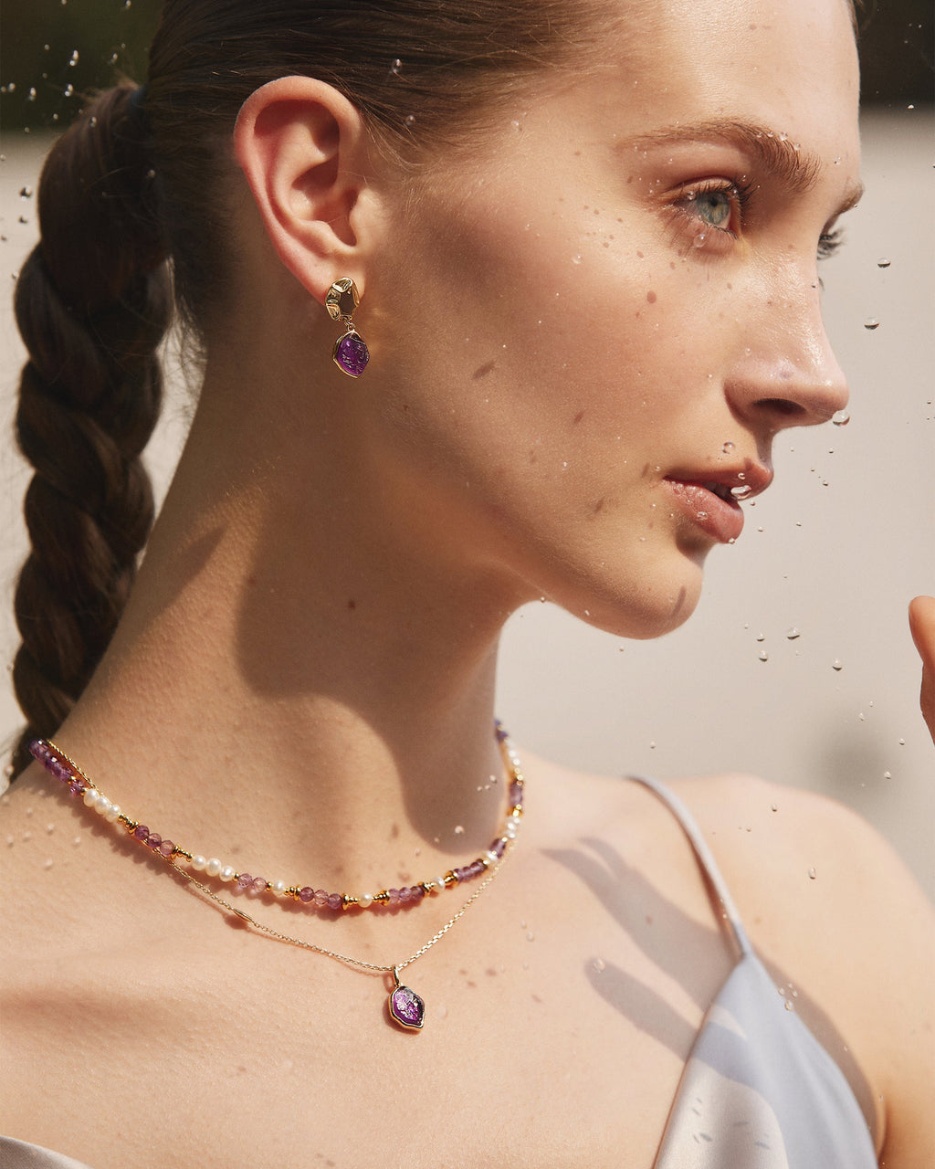 Raw Amethyst  Earrings