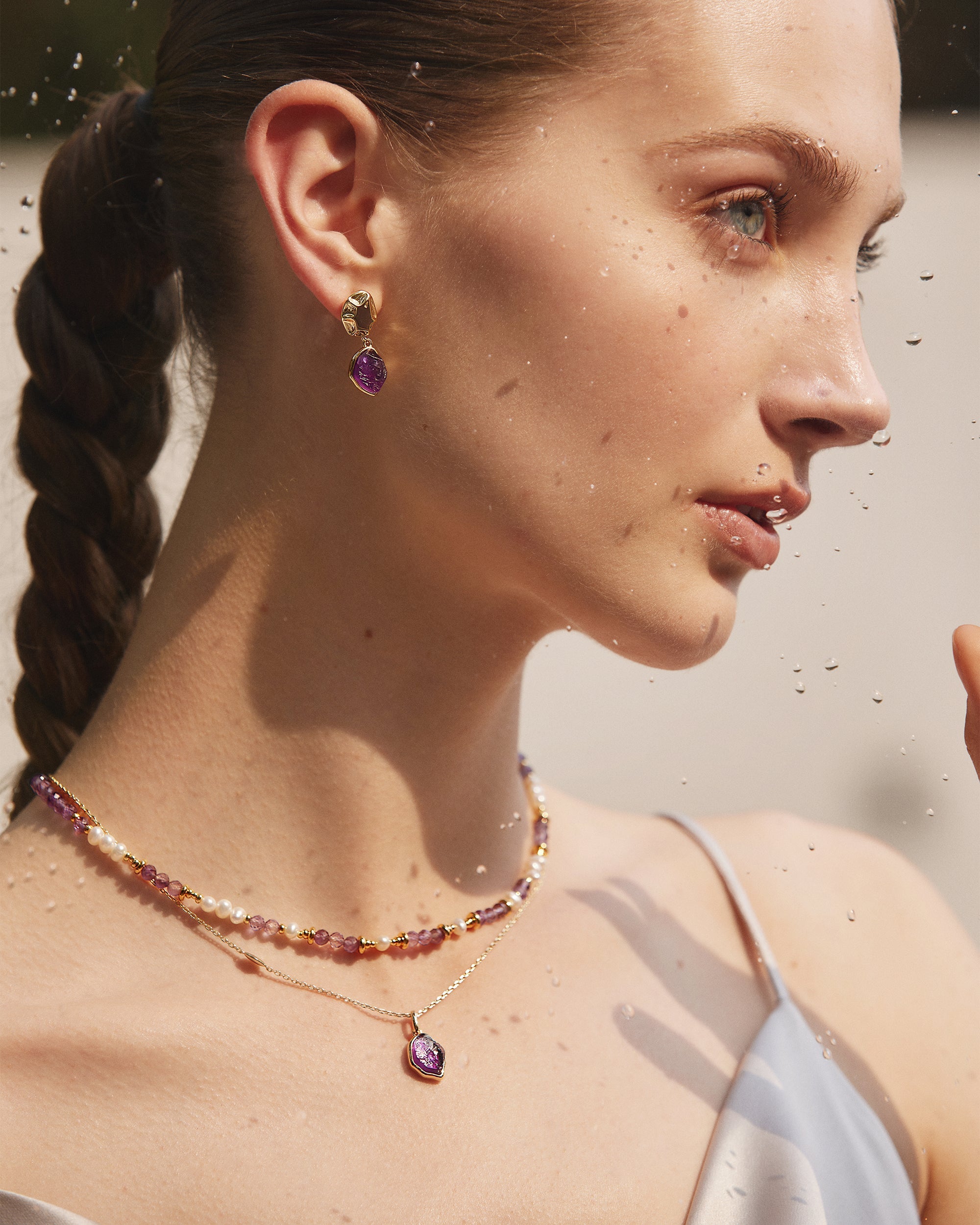 Raw Amethyst  Earrings