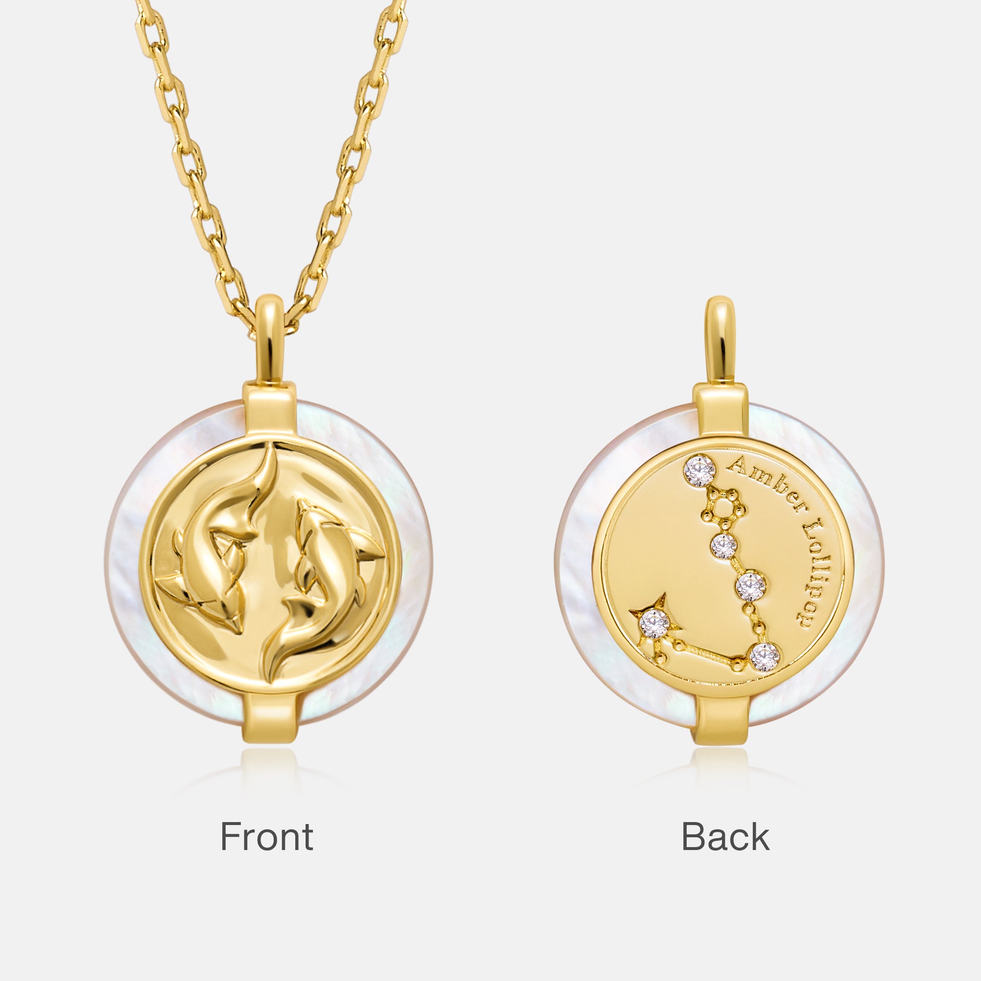 Stellar Zodiac Charm Mother of Pearl Necklace