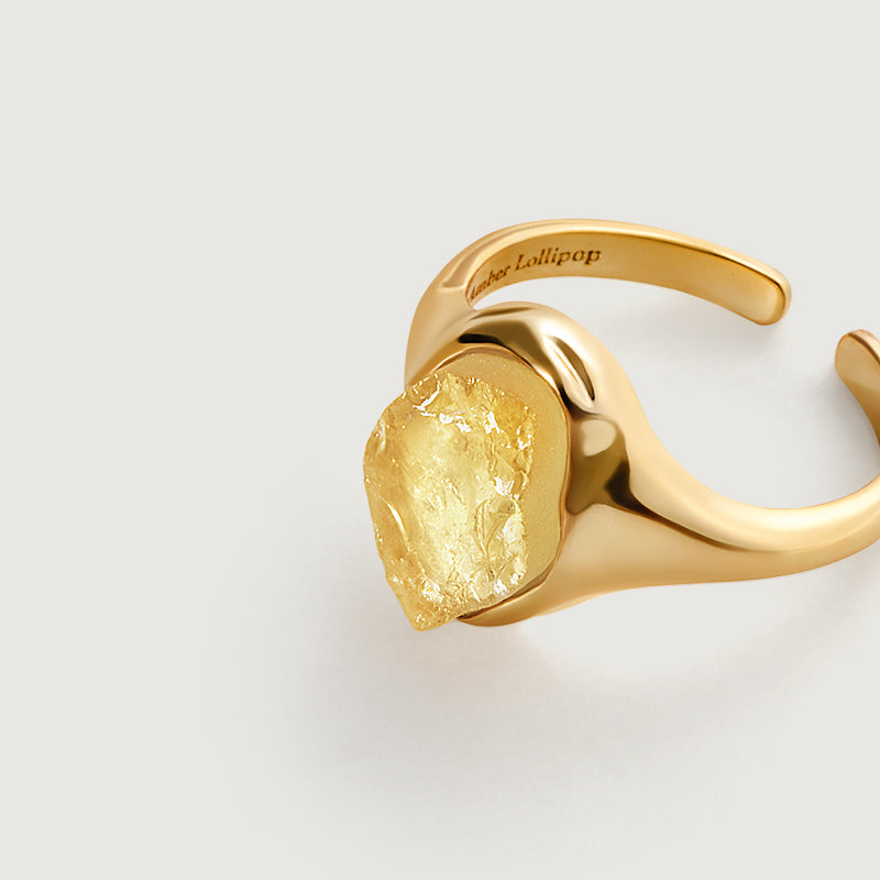 Raw Citrine Open Ring