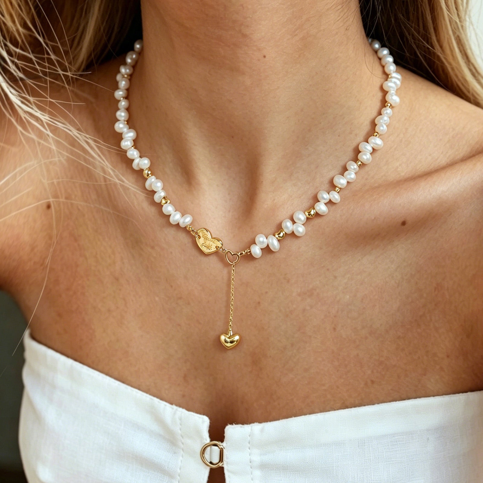 Lucky Heart Pearl Necklace