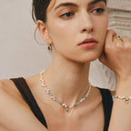 Raw Blue Topaz Pearl Necklace