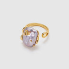 Lavender Baroque Pearl Bee Open Ring