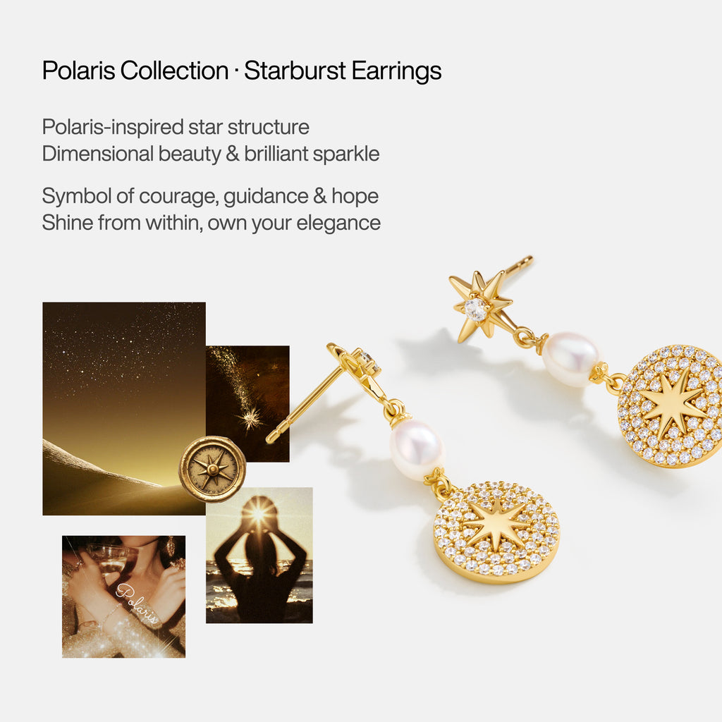 Celestial Star Pearl Drop Earrings