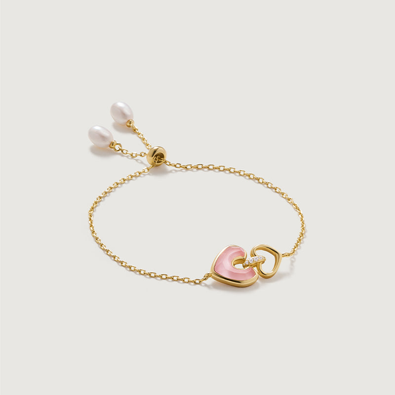 Blush Heart Rose Quartz Adjustable Bracelet