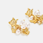Cat Butterfly Pearl Earrings