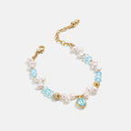 Raw Blue Topaz Pearl Bracelets
