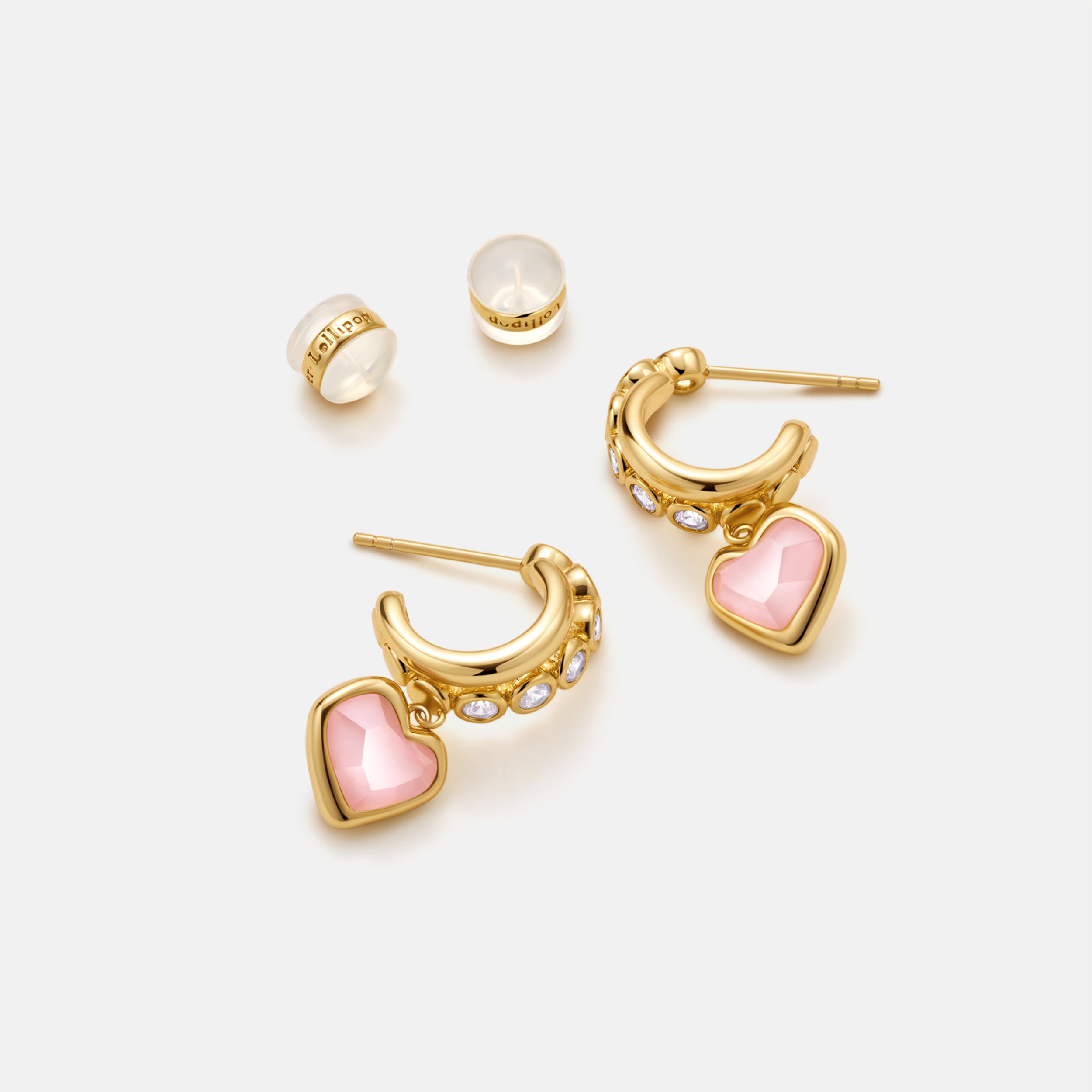 Blush Heart Rose Quartz Drop Earrings