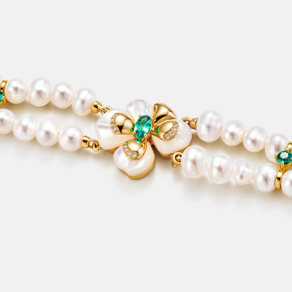 Chloris Pansy Pearl Bracelet