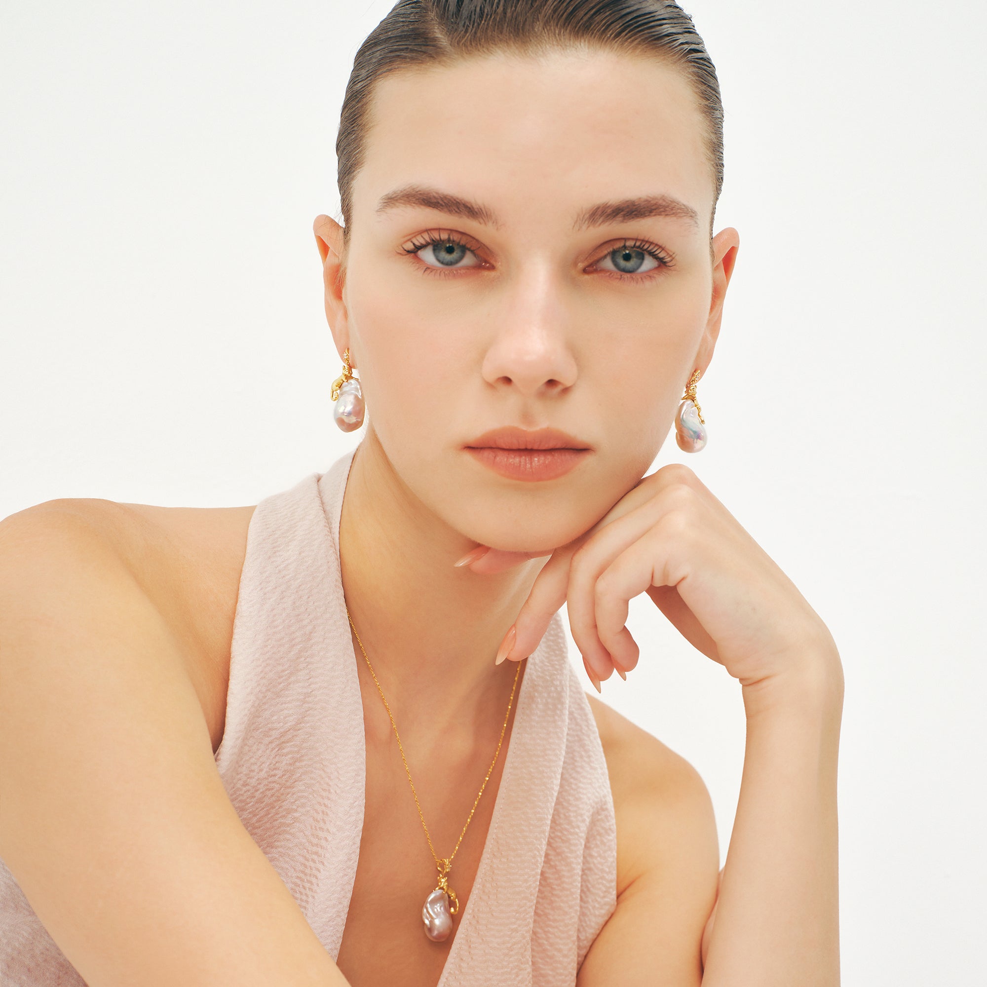 Cat Baroque Pearl Earrings