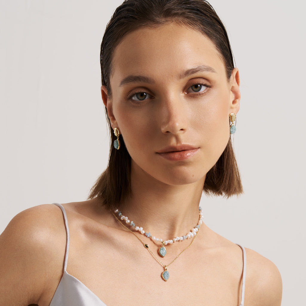 Raw Aquamarine Earrings