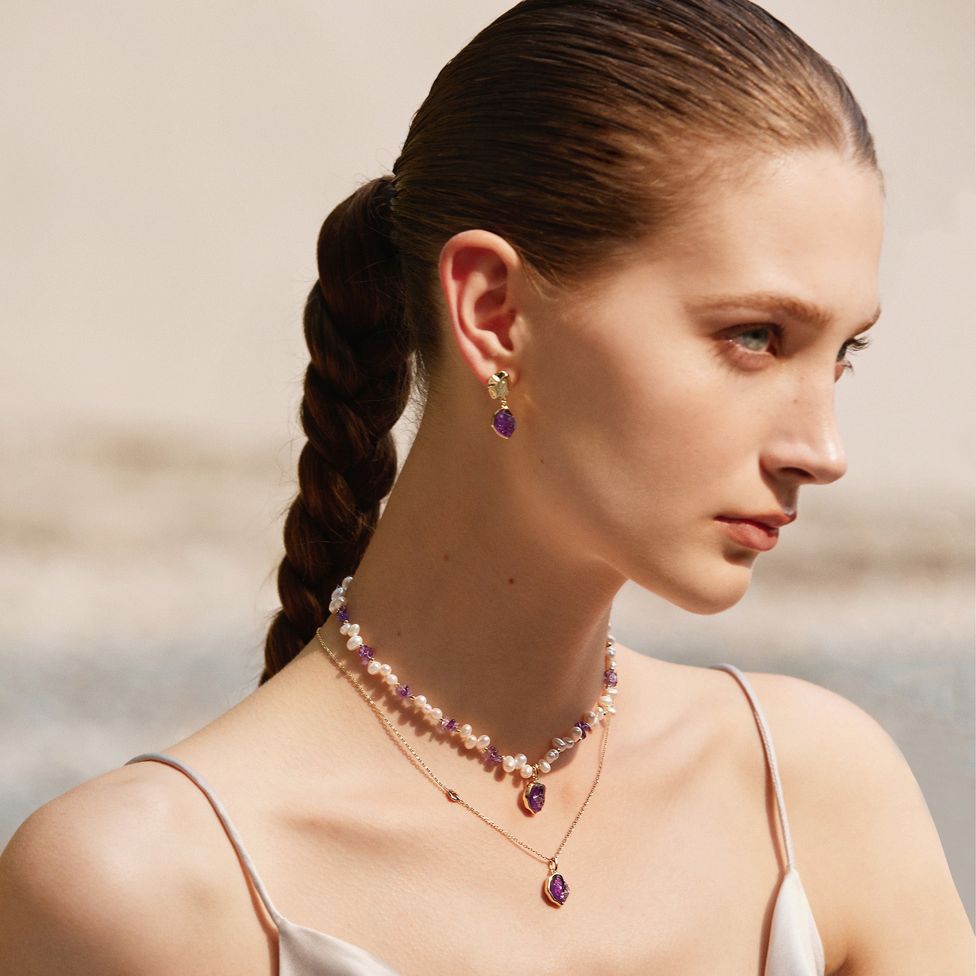 Raw Amethyst  Earrings