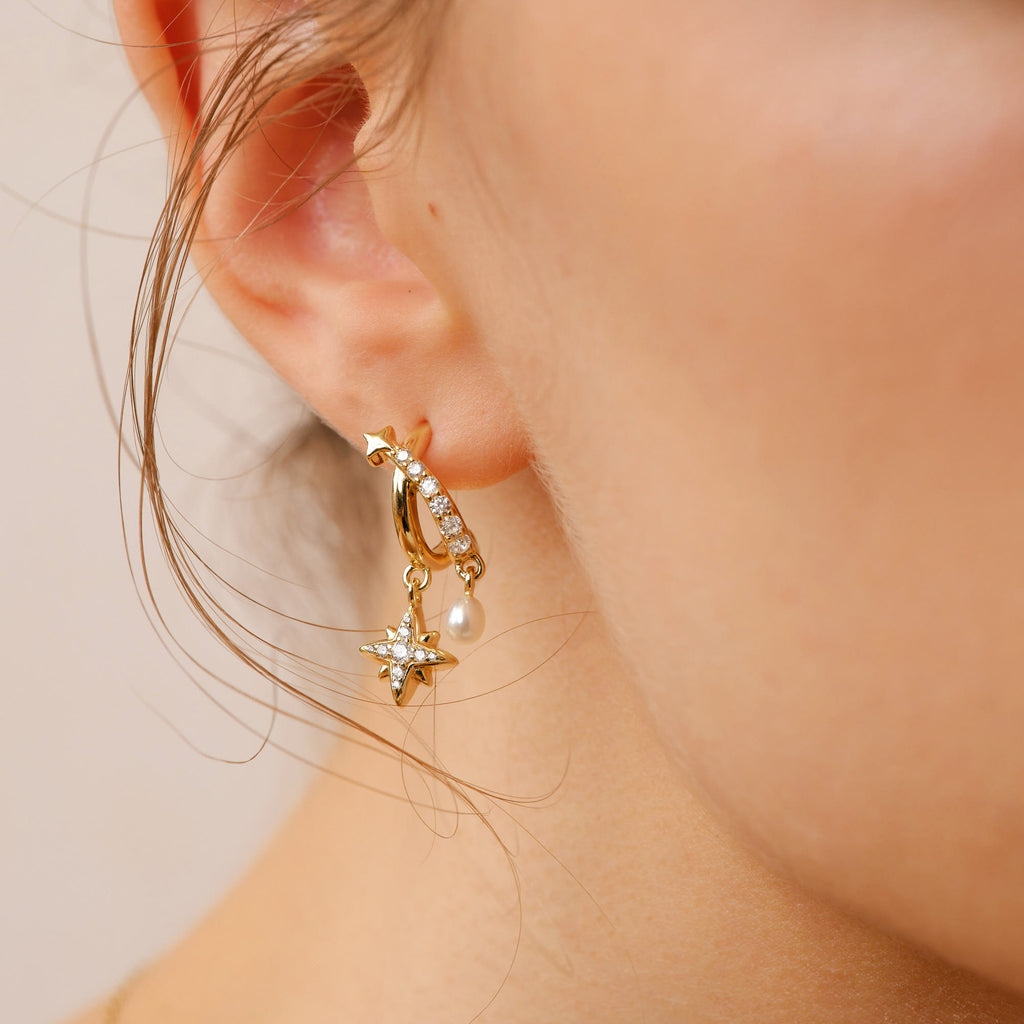 Celestial Crescent Pearl Earrings
