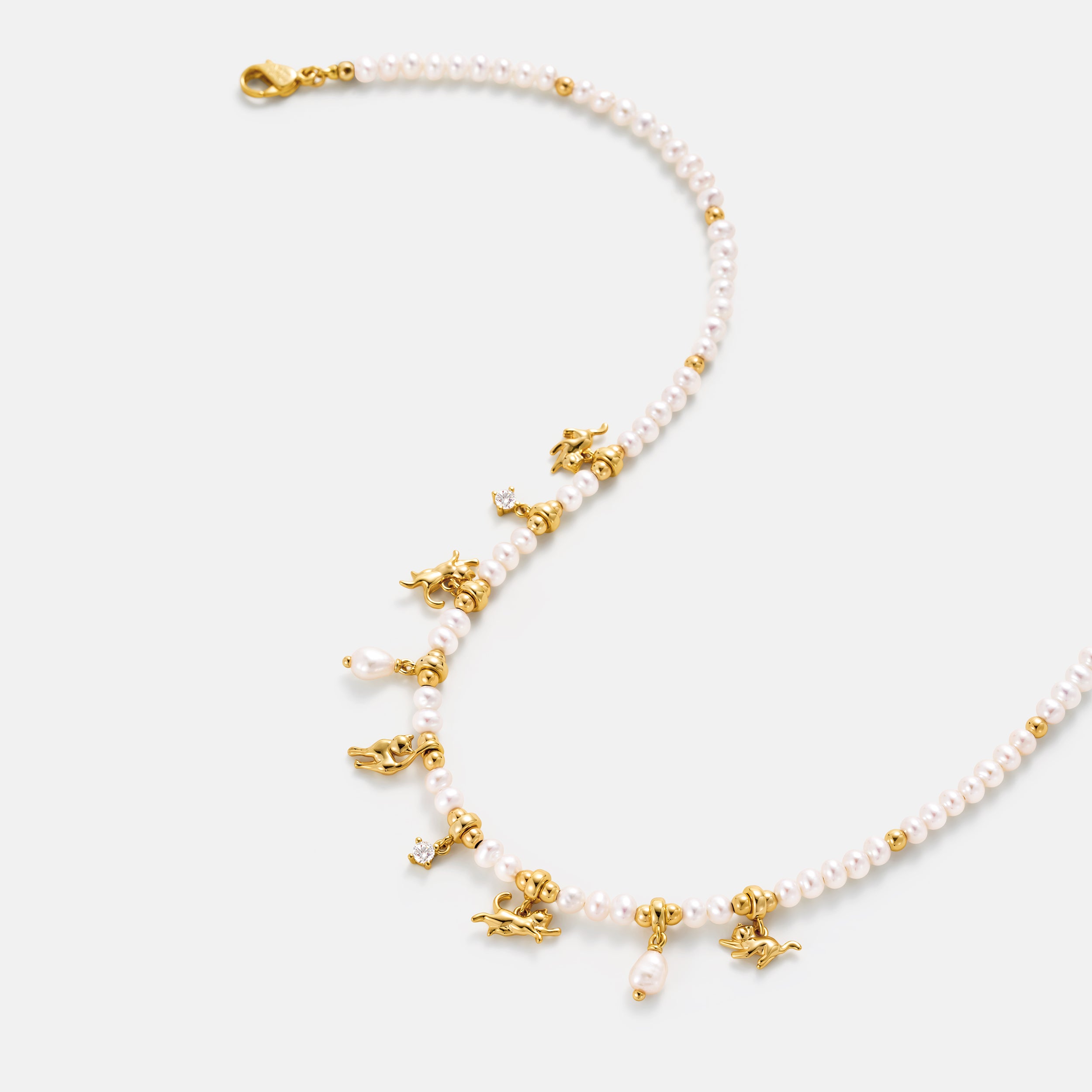 Cat Pearl Beaded Necklace