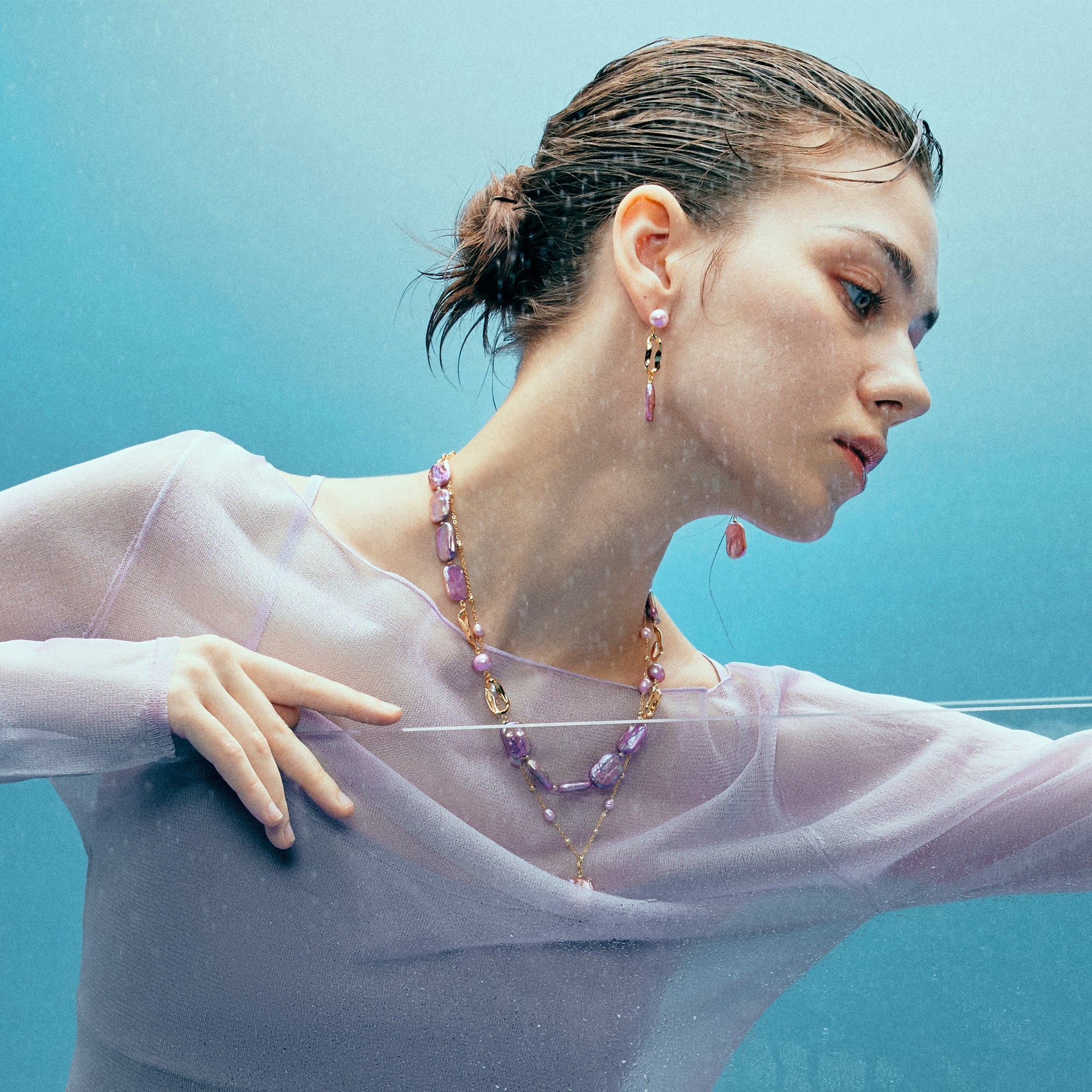 Purple Baroque Pearl Earring