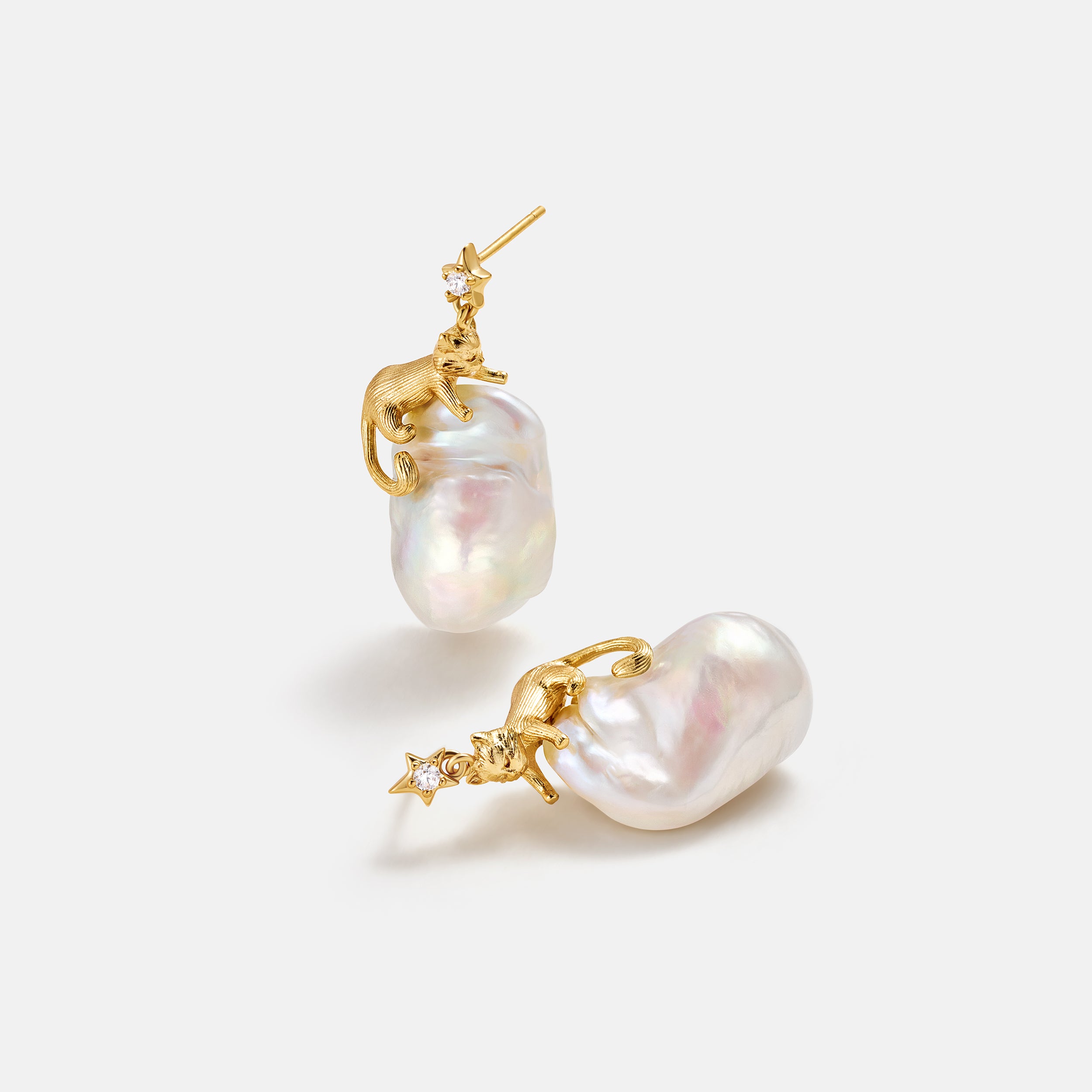 Cat Baroque Pearl Earrings