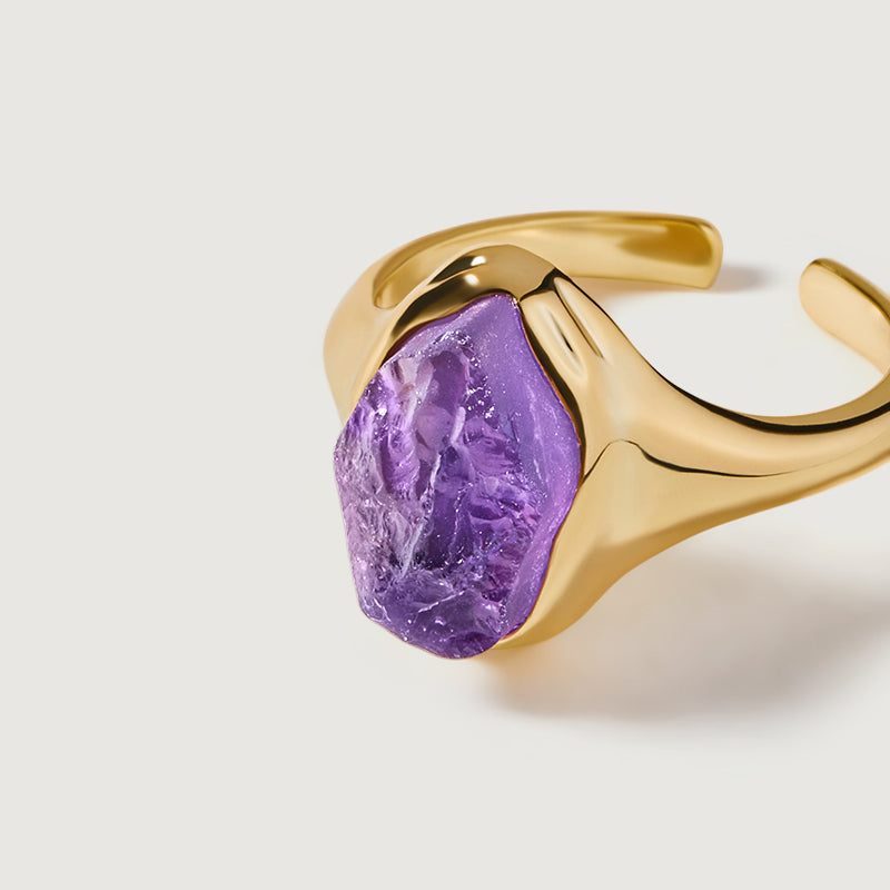 Raw Amethyst Open Ring