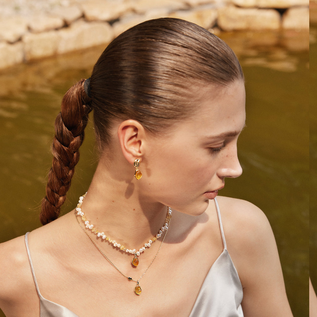 Raw Citrine Earrings