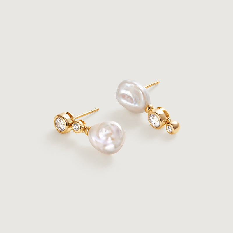 Floriography Pearl Asymmetric Drop Earrings