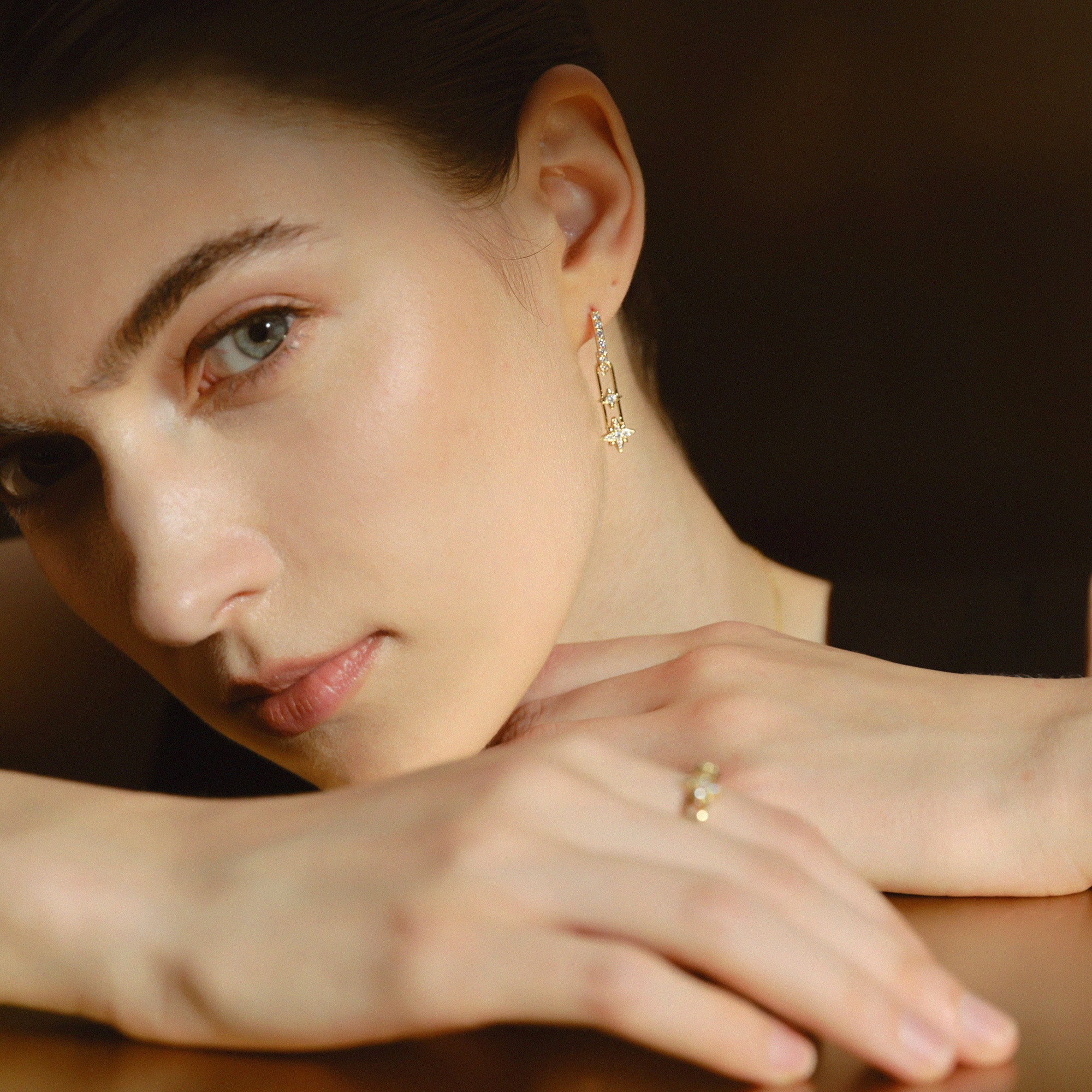 Celestial Star Paperclip Drop Earrings