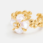 Lucky Clover Pearl Statement Ring