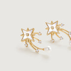Radiant Star Pearl Drop Earrings