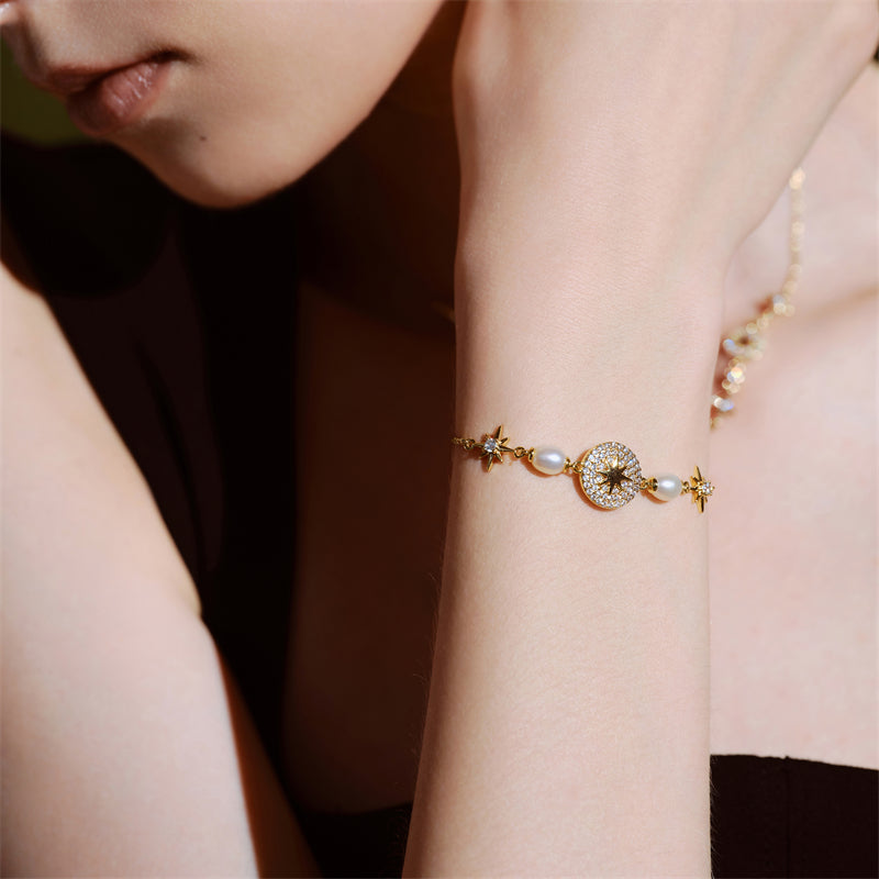 Celestial Star Pearl Adjustable Bracelet