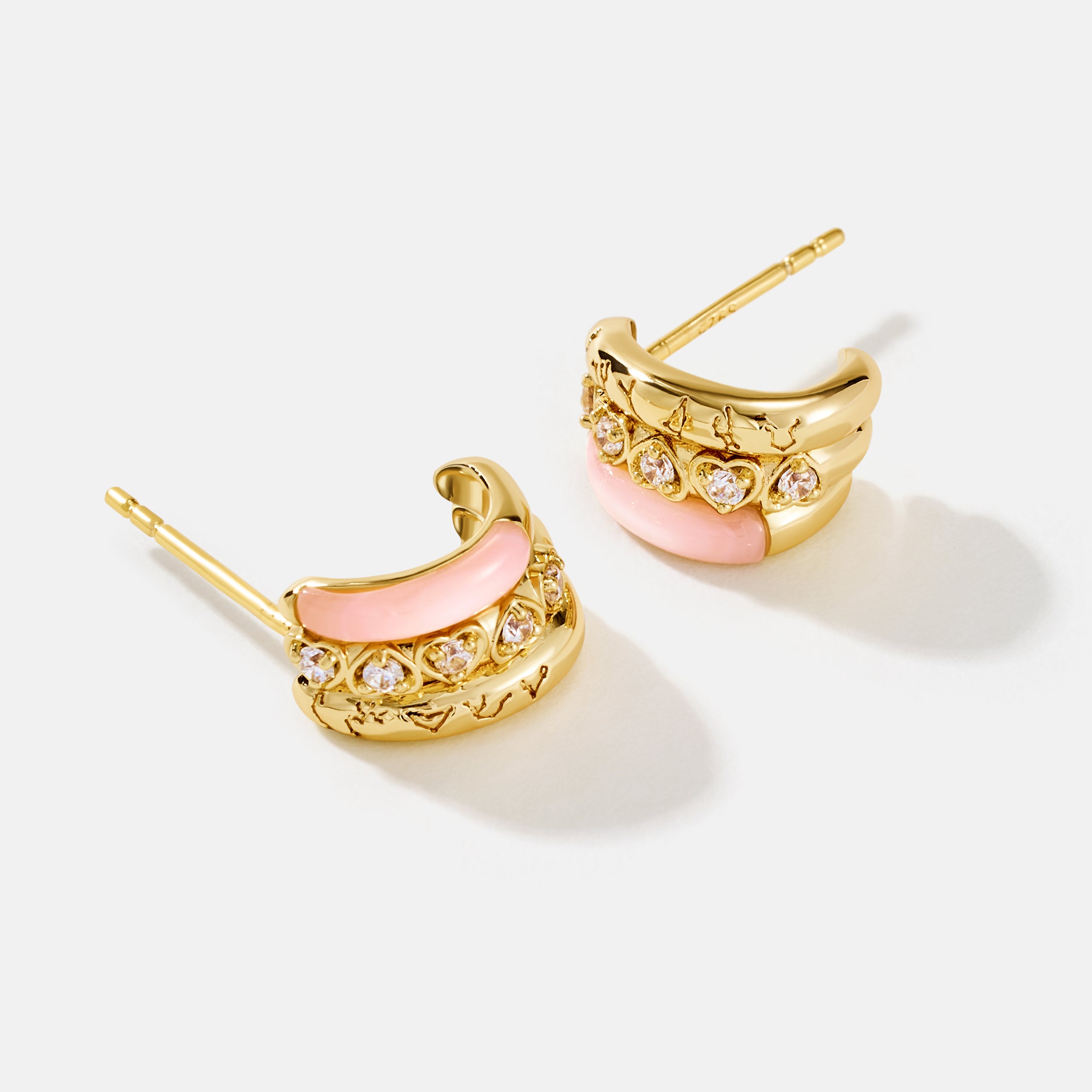Pink Mother of Pearl C Hoop Earrings