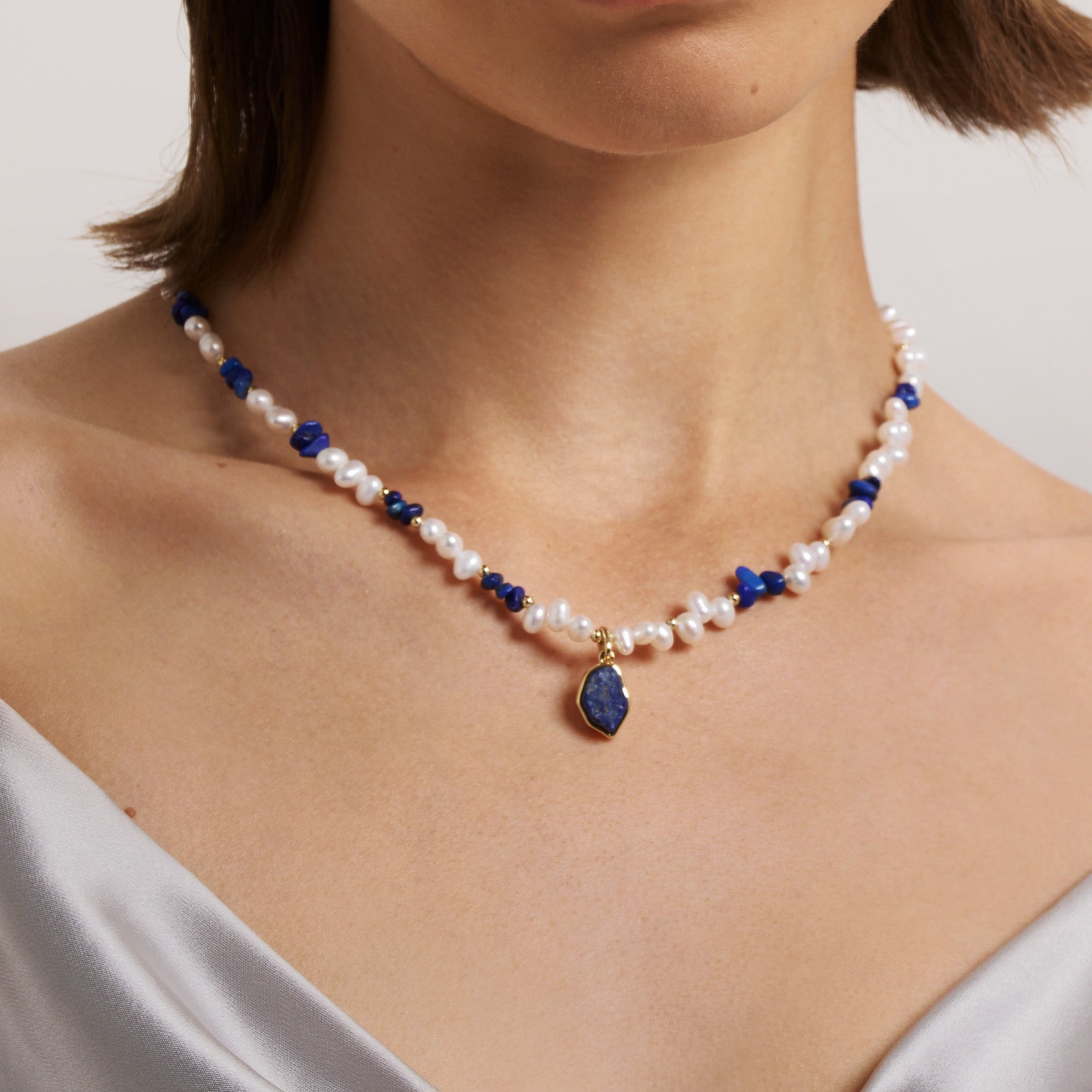 Raw Lapis Lazuli Pearl Necklace