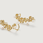 Gold Ginkgo Leaves Pearl Earrings