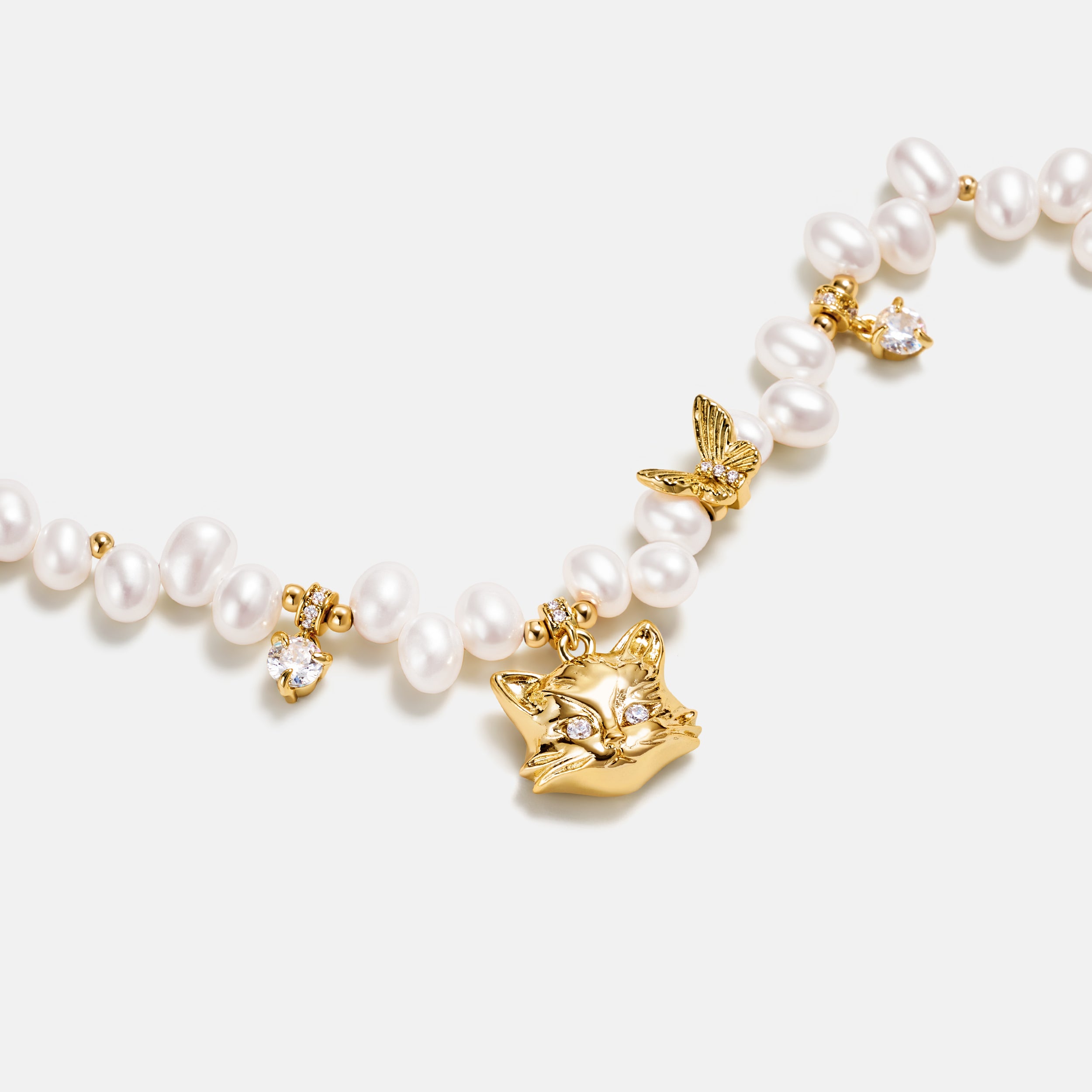 Cat Butterfly Pearl Bracelet