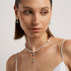 Raw Aquamarine Pearl Necklace
