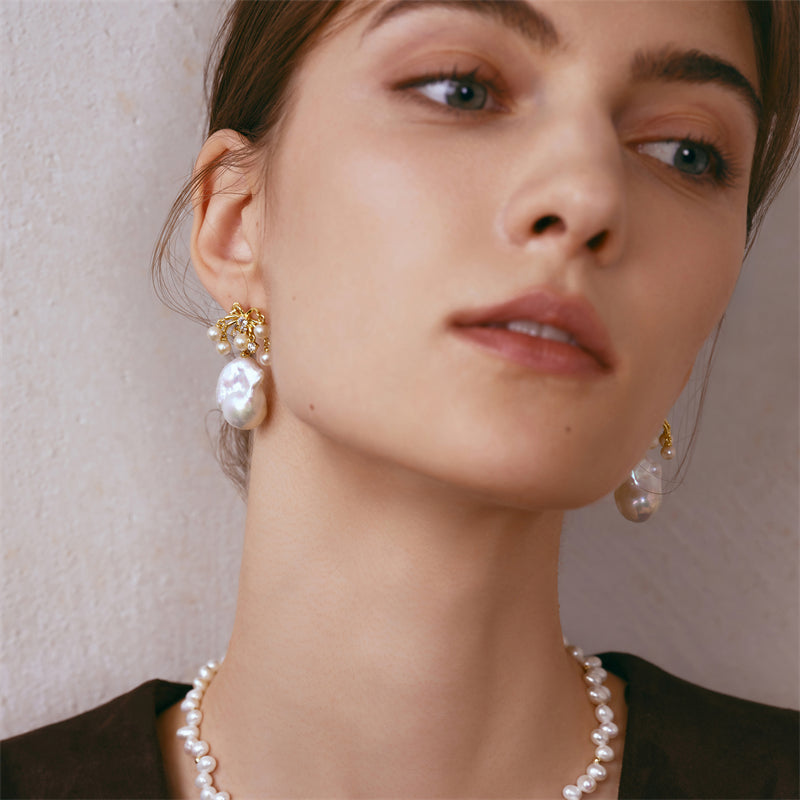Champagne Moment Baroque Pearl Earrings