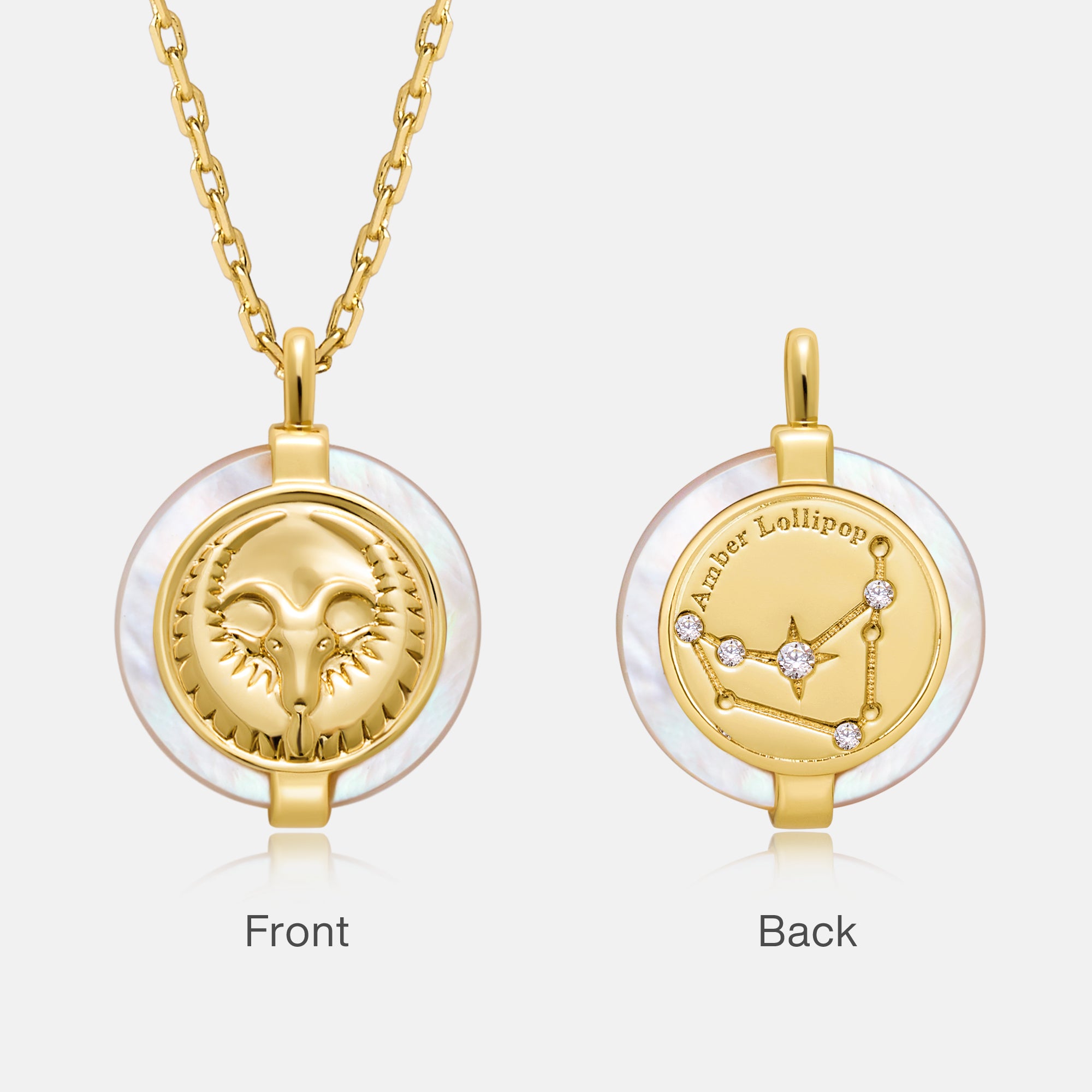 Stellar Zodiac Charm Mother of Pearl Necklace