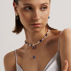 Raw Lapis Lazuli Pearl Necklace