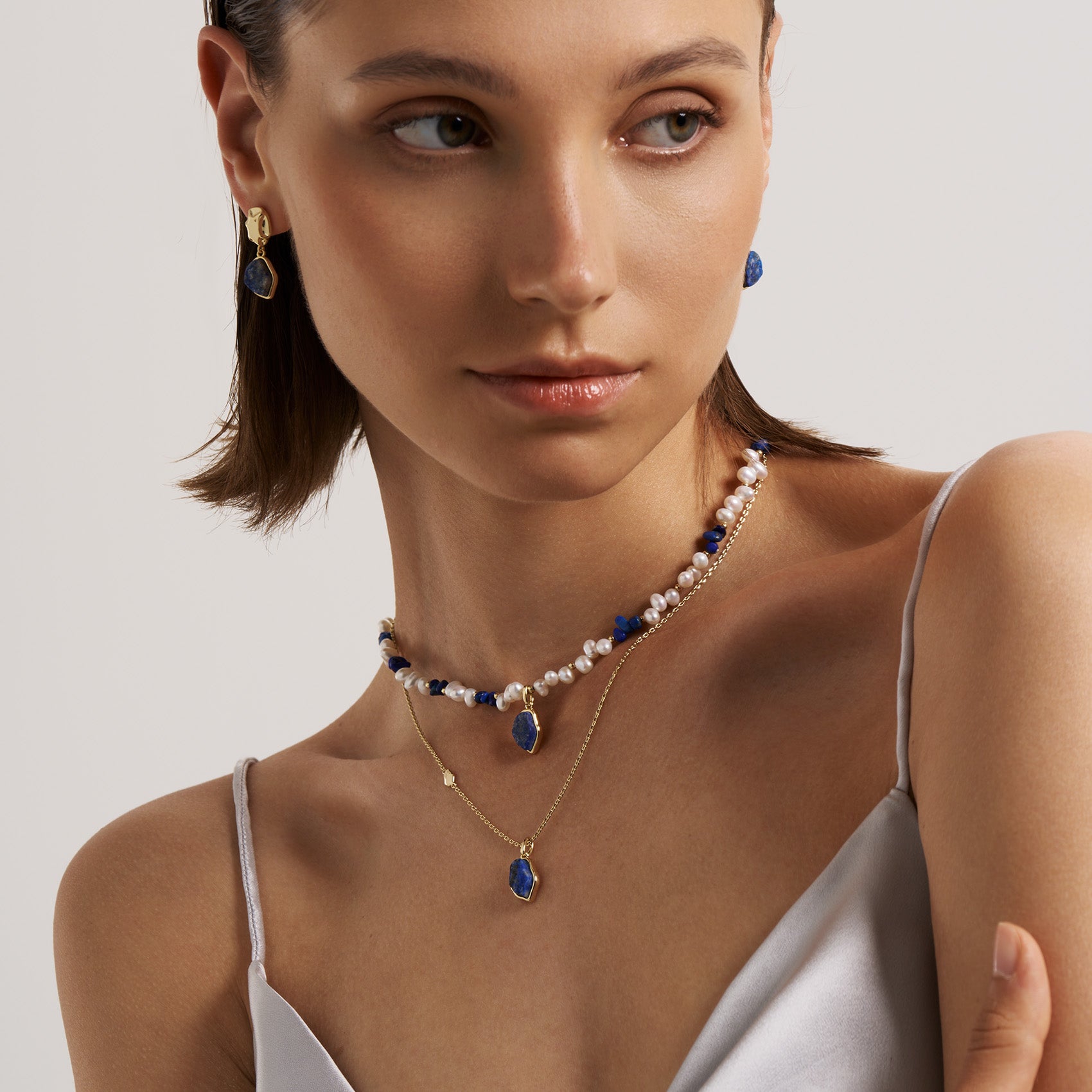 Raw Lapis Lazuli Pearl Necklace