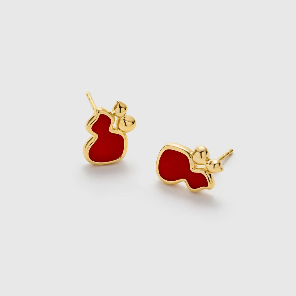 Wulu Red Agate Stud Earrings