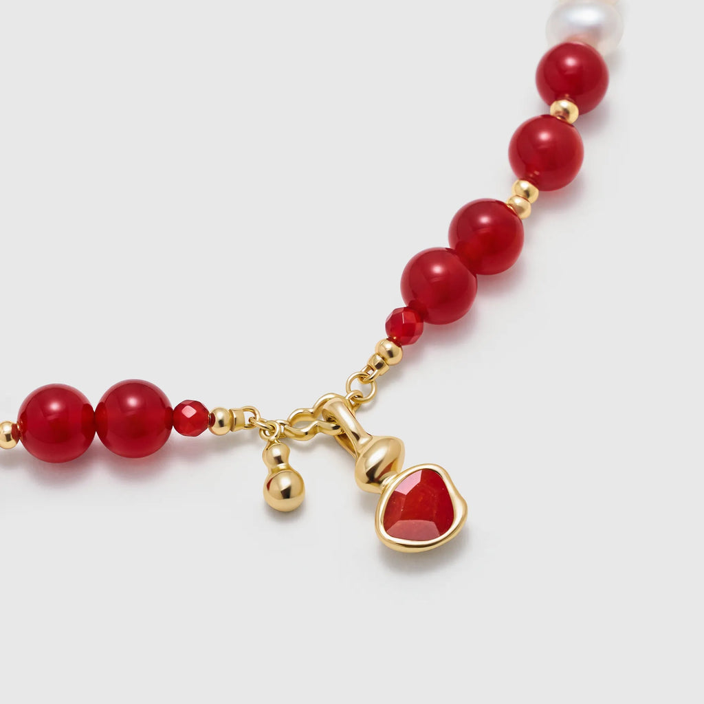 Wulu Red Agate Beaded Necklace