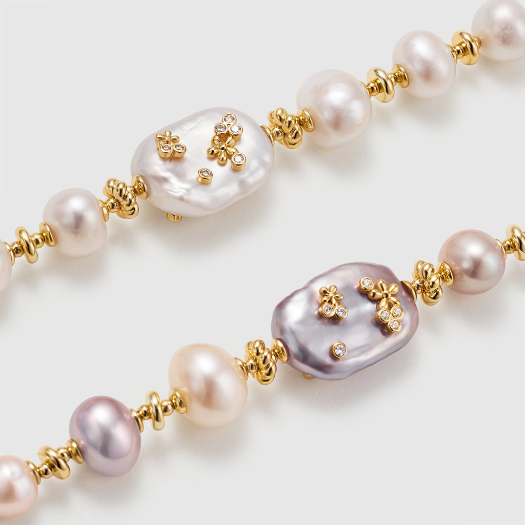 Lavender Baroque Pearl Bee Bracelet