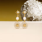 Celestial Star Pearl Drop Earrings
