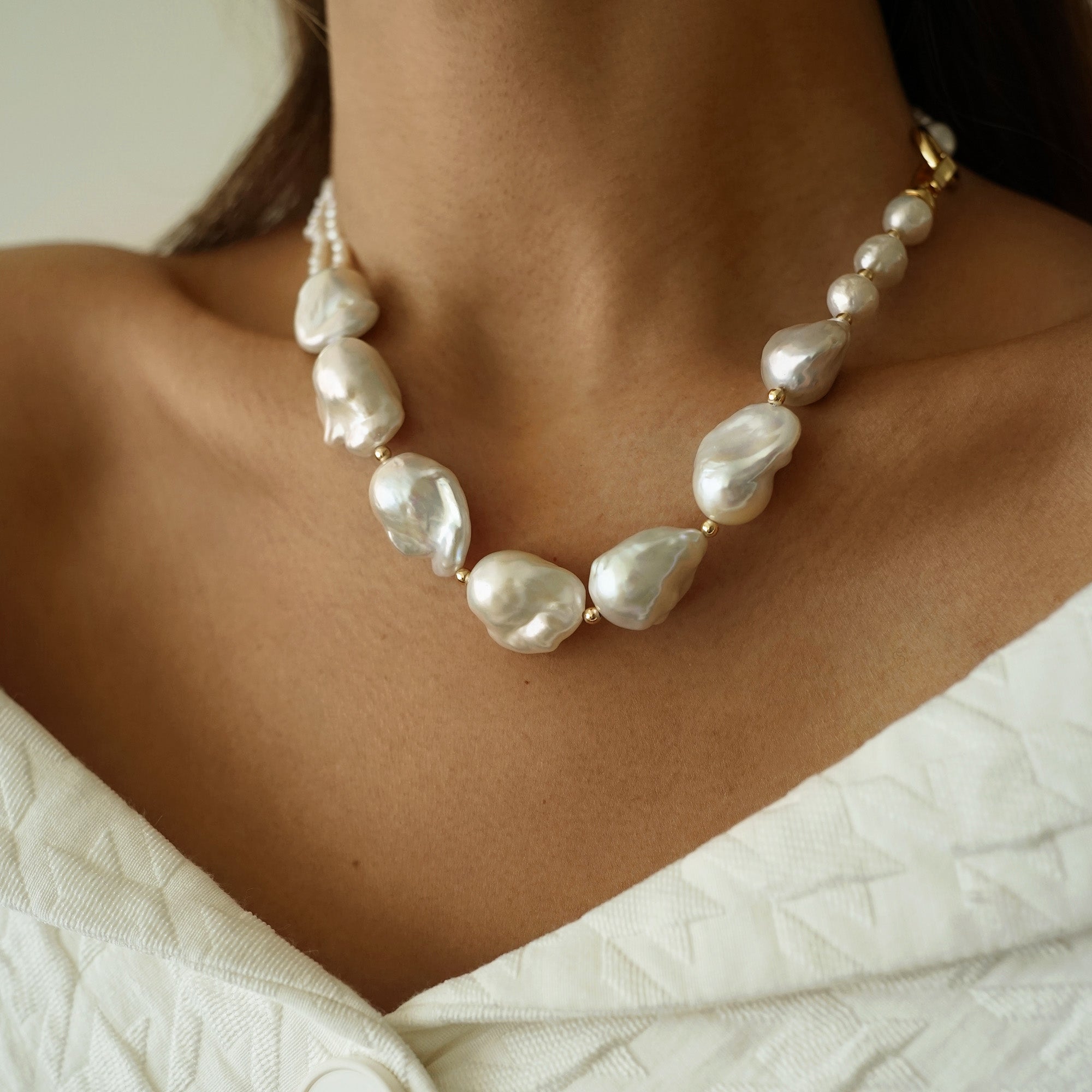 Sea Foam Baroque Pearl Necklace
