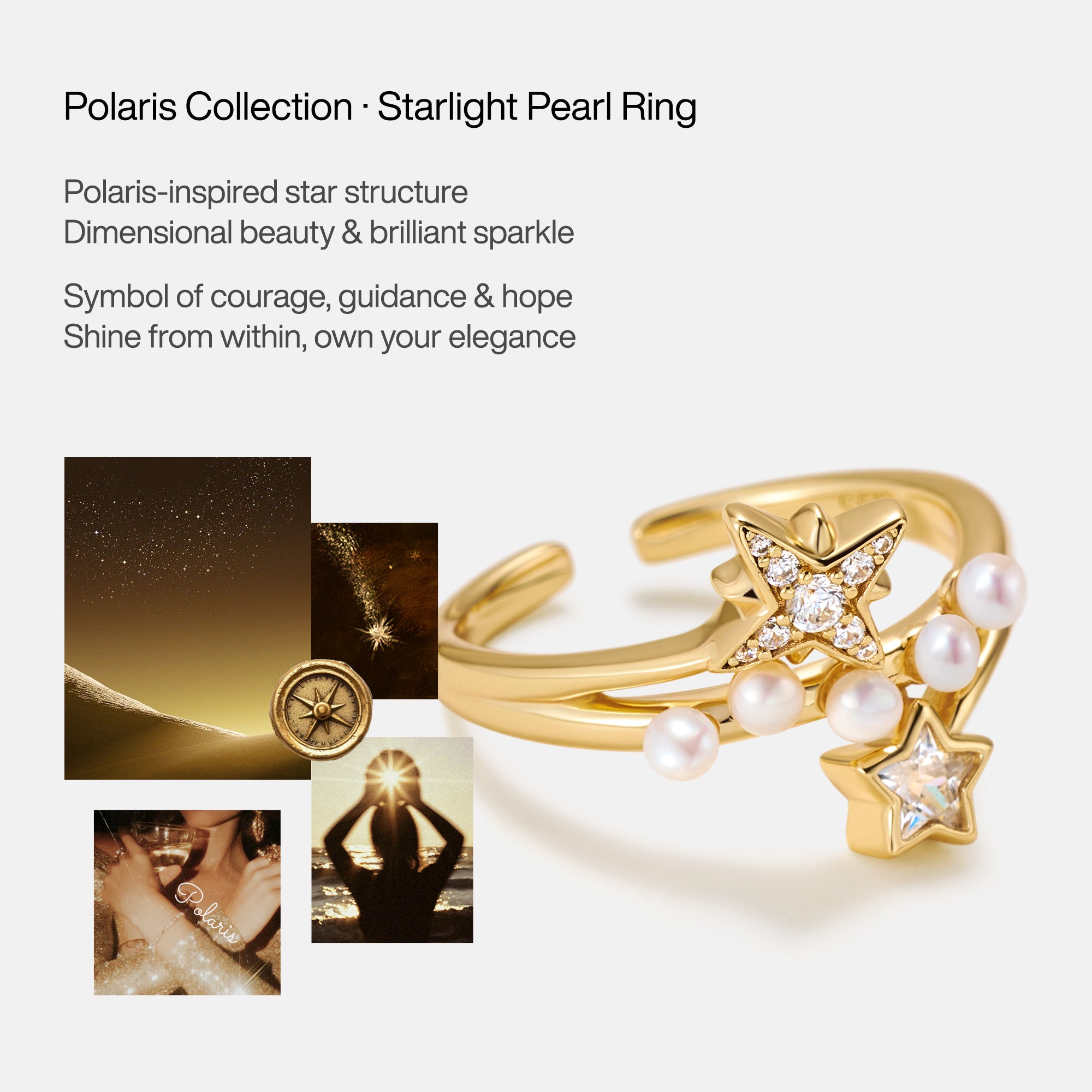 Celestial Double Star Open Ring